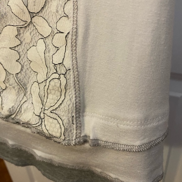 Dolcezza Tunic Minidress Sleeveless Lace Accent White Gray Size XS - Picture 7 of 11